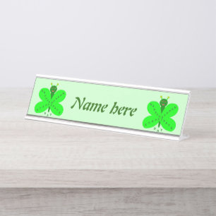Placa De Nombre Saint Patricks Day Butterfly Personalizado