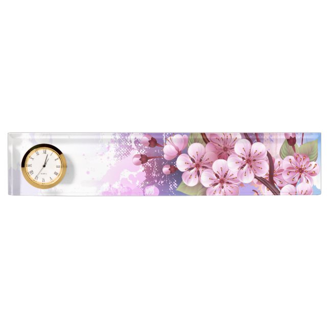 Placa De Nombre Sakura rosa sobre fondo de pintura (Anverso)