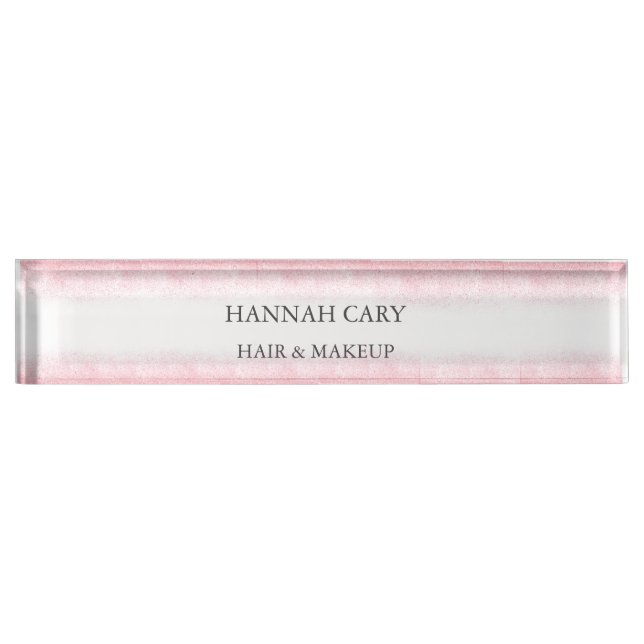 Placa De Nombre Salón de belleza de Purpurina rosa Lite (Anverso)