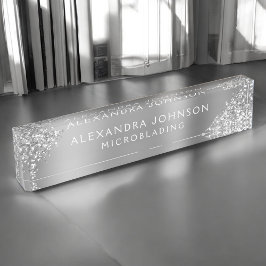 Placa De Nombre Salon de brotes de microblando de Purpurina platea