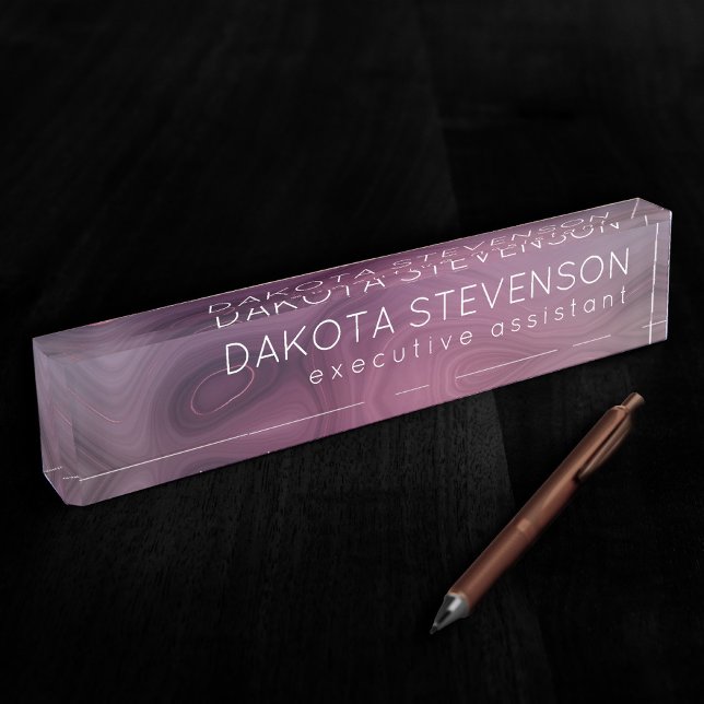 Placa De Nombre Sangria Strata | Moody Pink y Purple Luxe Agate (Subido por el creador)