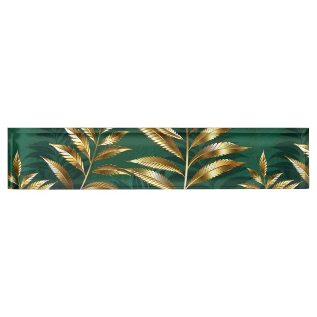 Placa De Nombre Seamless pattern with golden ferns (Anverso)