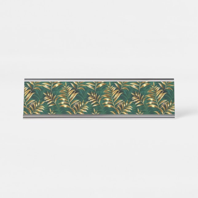 Placa De Nombre Seamless pattern with golden ferns (Anverso)