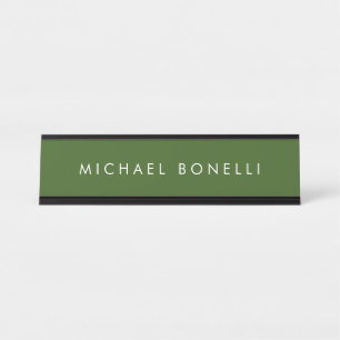 Placa De Nombre Sencillo y sencillo minimalista Elegante verde for