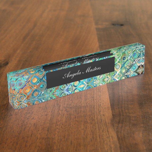 Placa De Nombre Señoras Monograma Resumen moderno (Lateral)