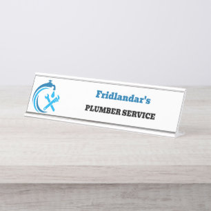 Placa De Nombre Servicio de fontanería Logo de gota de agua azul f