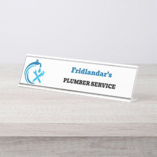 Placa De Nombre Servicio de fontanería Logo de gota de agua azul f
