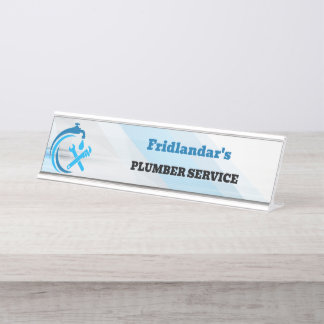 Placa De Nombre Servicio de fontanería Logo de gota de agua azul f