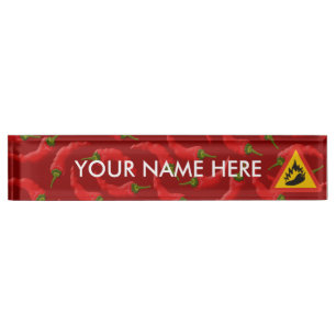 Placa De Nombre Signo de peligro de pimienta caliente