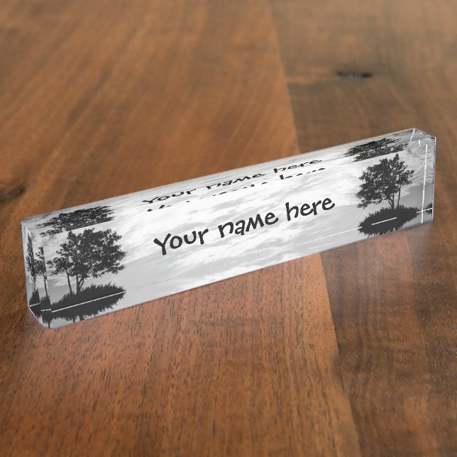 Placa De Nombre Silueta de árbol (Lateral)