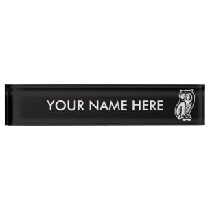 Placa De Nombre Símbolo de búho blanco