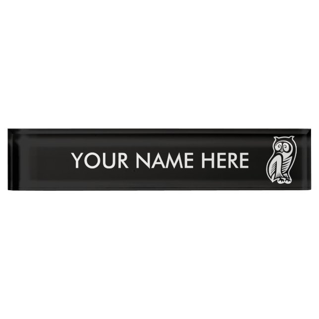 Placa De Nombre Símbolo de búho blanco (Anverso)