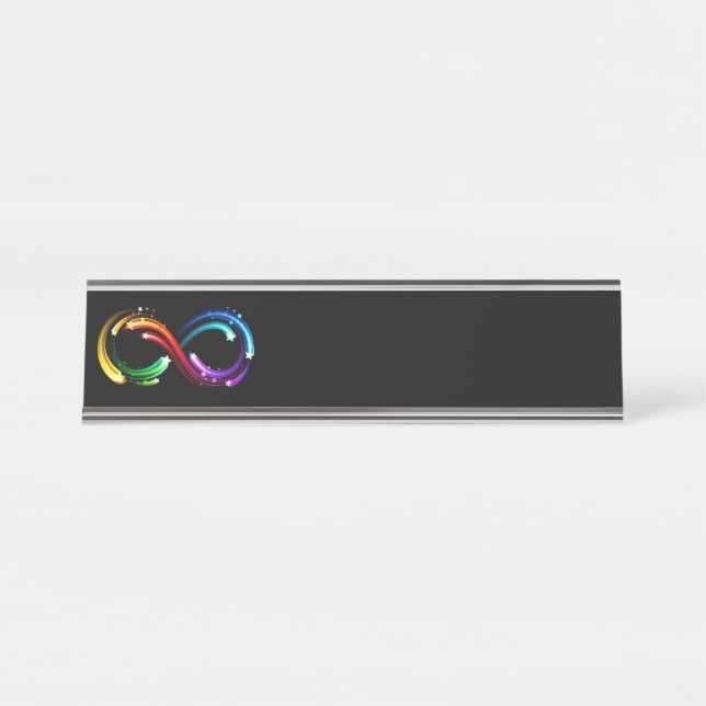 Placa De Nombre Símbolo de infinito de cometas de arcoíris (Anverso)
