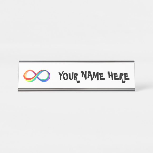 Placa De Nombre Símbolo infinito arcoiris en capas (Anverso)