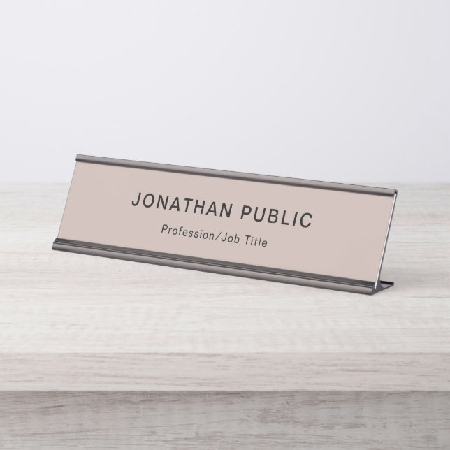 Placa De Nombre Simple creativo profesional negro beige elegante (Anverso)