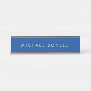 Placa De Nombre Simple llano Minimalista elegante moderno Azul pro