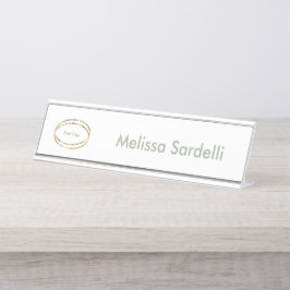 Placa De Nombre simple modern sage green business logo custom
