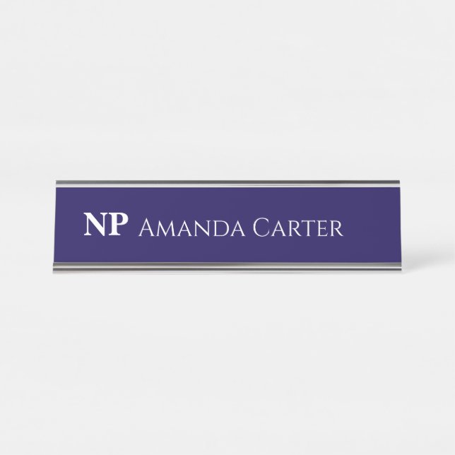 Placa De Nombre Simple Navy Blue Personalized Name NP Nurse (Anverso)