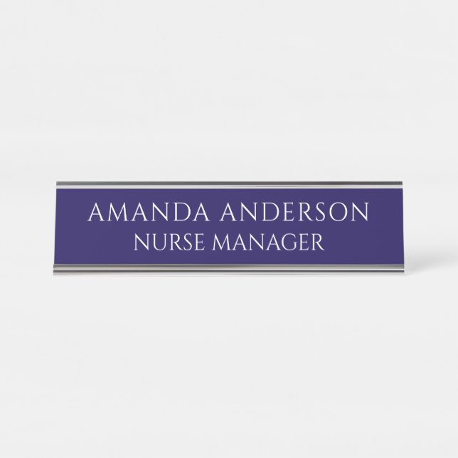 Placa De Nombre Simple Navy Blue Personalized Name Nurse Manager (Anverso)