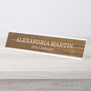 Placa De Nombre Simple Señal de Puerta de Madera Marrón Básica Nom