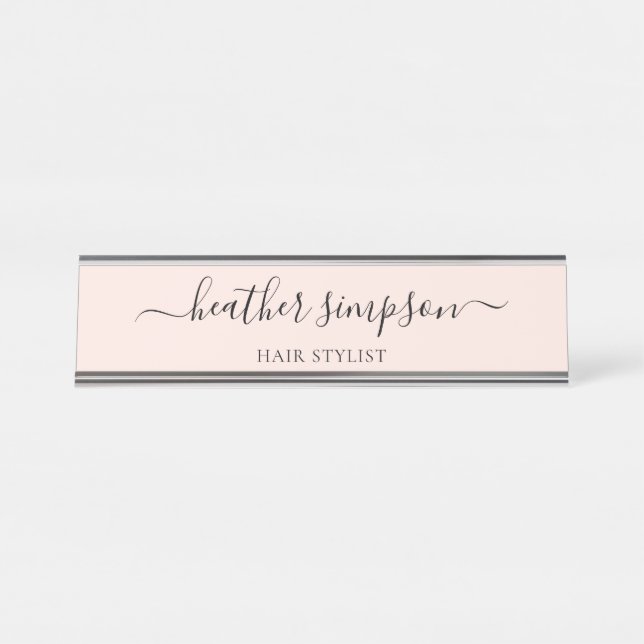 Placa De Nombre Simple y moderno Rubor Pink (Anverso)