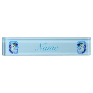 Placa De Nombre Sirena blanca sentada Thunder_Cove