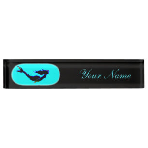 Placa De Nombre sirena subacuática que nada