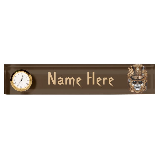 Placa De Nombre Skull Steampunk Voodoo Retro Machine (Anverso)
