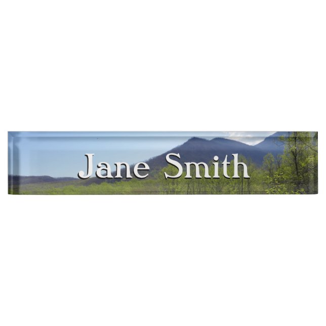 Placa De Nombre Smoky Mountains in Spring Landscape (Anverso)