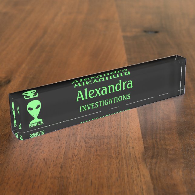 Placa De Nombre ¡Sonrisa de Z! Rótulo feliz del escritorio del (Lateral)