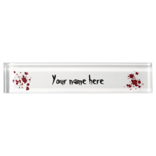 Placa De Nombre Splats de la sangre de Halloween