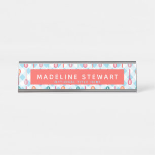 Placa De Nombre Spoons Slots y Gingham Whimsical Personalizado