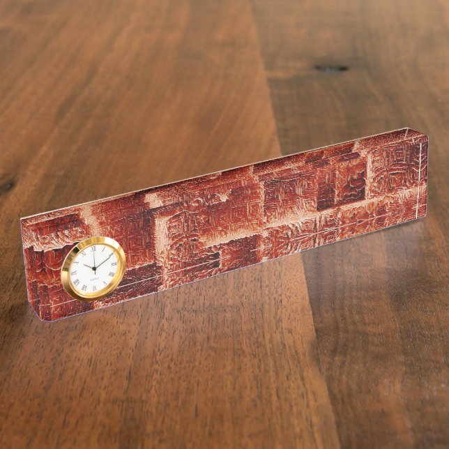 Placa De Nombre Squares with dark and light red wall texture (Lateral)