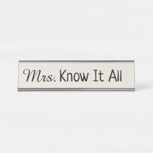Placa De Nombre Sra. Know It All