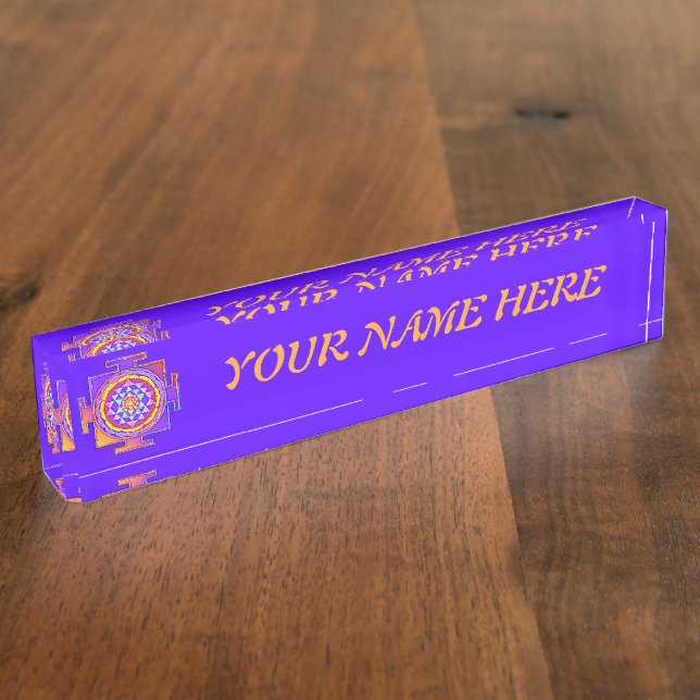 Placa De Nombre Sri Yantra - Diseño de símbolo del hinduismo 1 (Lateral)