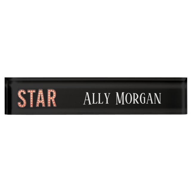 Placa De Nombre STAR Marquee Lights Personalizado (Anverso)