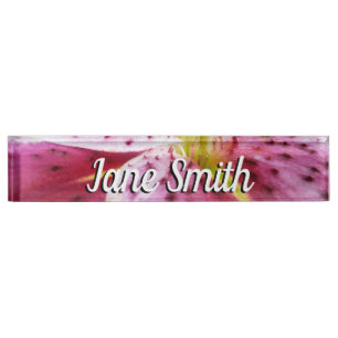Placa De Nombre Stargazer Lily Bright Magenta Floral