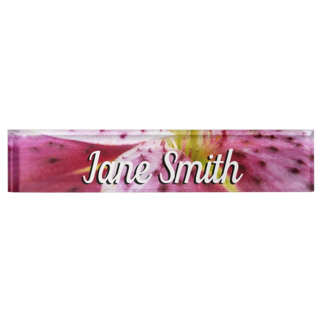 Placa De Nombre Stargazer Lily Bright Magenta Floral (Anverso)