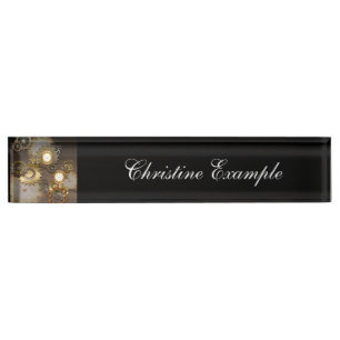 Placa De Nombre Steampunk, relojes y engranajes