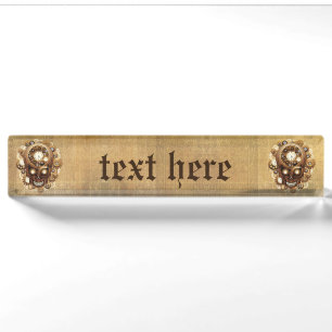 Placa De Nombre Steampunk Skull Estilo Gótico