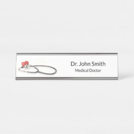 Placa De Nombre Stethoscope with Heart | Medical Care & Healthcare