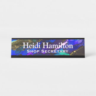 Placa De Nombre Stormy Ocean Alcohol Ink Art Desk Nameplate
