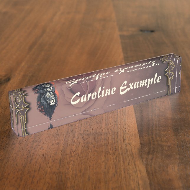 Placa De Nombre Strength and delicacy united, a black lion (Lateral)