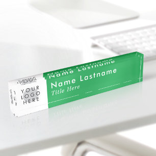 Placa De Nombre Su logotipo verde brillante moderno simple Minimal