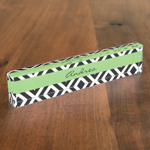 Placa De Nombre Su nombre - modelo de zigzag, Chevron - negro