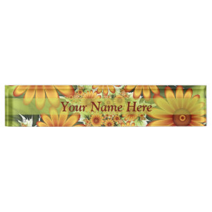 Placa De Nombre Sueño floral, nombre fractal de flor abstracta mod