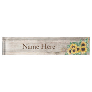 Placa De Nombre Sunflowers Country Western Desk Name Plate
