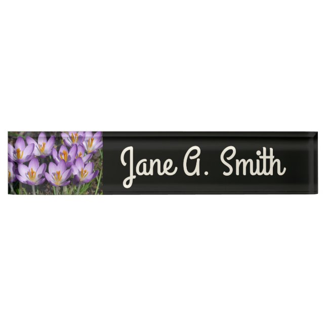Placa De Nombre Sunny Purple Crocuses (Anverso)