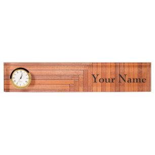 Placa De Nombre Tablones de madera naturales anaranjados