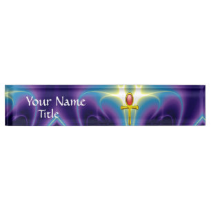 Placa De Nombre TALISMAN ROJO, azul morado